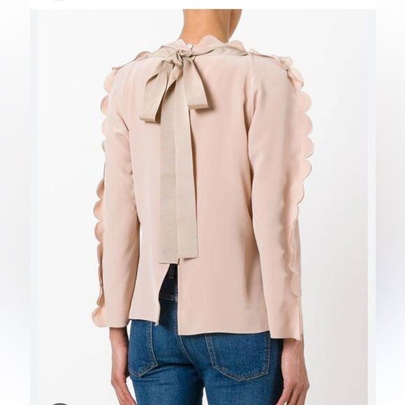 Fendi baby Pink Scalloped Edge Blouse, 100% viscose button, S - Picture 2 of 14